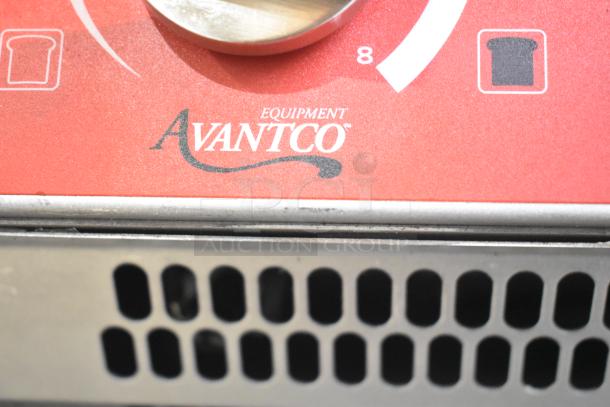 Avantco 184T3600D conveyor toaster, red control panel with brand logo, 3" opening, scratch and dent, 240V, 1200 slices/hr.