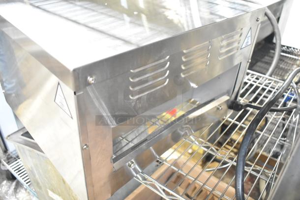 Brand new Avantco 184T3600D commercial conveyor toaster, 14.5" wide, 3" opening, 1200 slices/hr, 240V, scratch and dent condition.