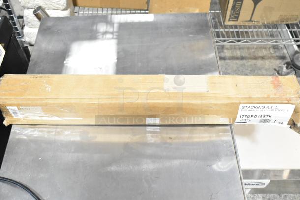 Cardboard box of Avantco 177DPO18STK stacking kit for DPO18 pizza oven, label visible, new condition.