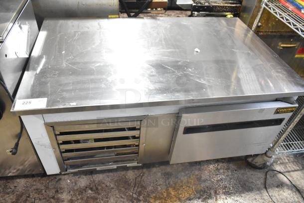 Cooltech Commercial Single Door Chef Base, stainless steel, 115 volts, 1 phase, moderate wear, model label visible.