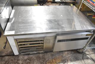 Cooltech Commercial Single Door Chef Base, stainless steel, 115 volts, 1 phase, moderate wear, model label visible.