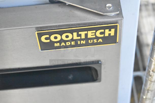 Cooltech Commercial Single Door Chef Base, 115 Volts, 1 Phase, made in USA label visible.
