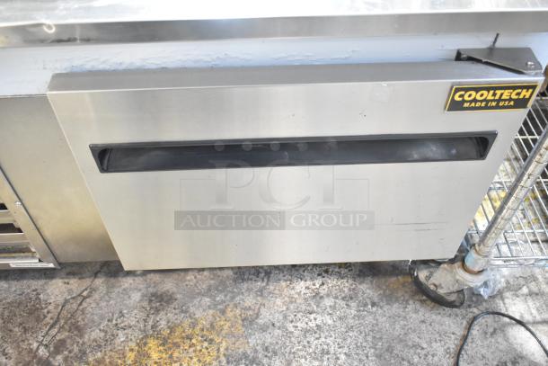 Cooltech Commercial Single Door Chef Base, stainless steel, 115 volts, 1 phase, good condition, "Made in USA" label visible.