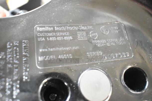 Hamilton Beach Beverage Dispenser, Model 40515, metal base with markings, UL listed, in used condition.