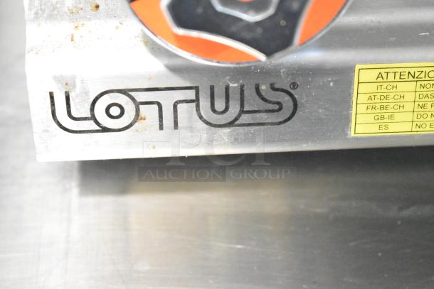 2022 Lotus CPT-66ET deep fat fryer with visible logo and voltage warnings, stainless steel surface.