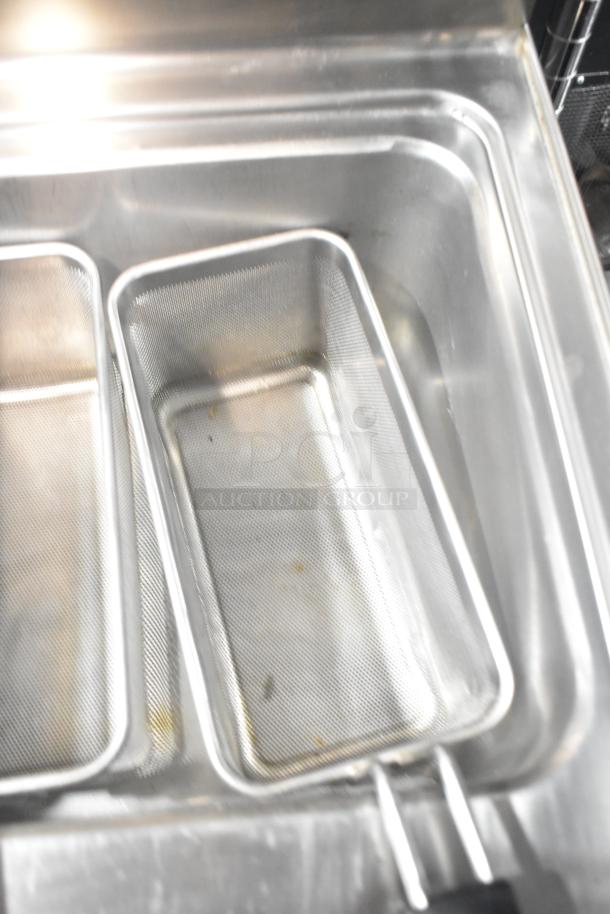 2022 Lotus CPT-66ET countertop electric fryer with dual baskets, stainless steel, 380-415V, commercial grade.