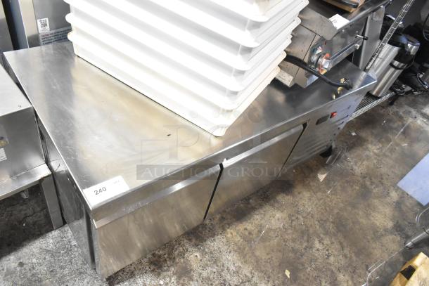 Aspes Commercial 2 Drawer Chef Base, stainless steel, used condition, with labels and minor surface wear.