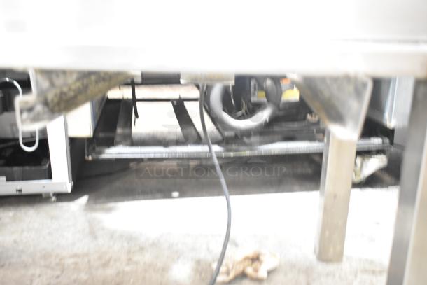 AyrKing BBS-U commercial breader/blender/sifter table, floor style, stainless steel legs, 115/230V, 1 phase.