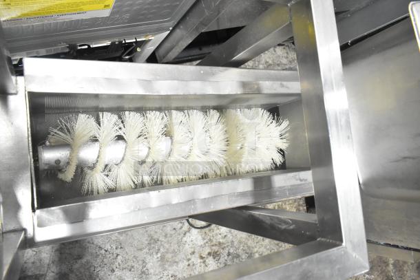 AyrKing BBS-U commercial breader/blender/sifter table, stainless steel with brush component, 115/230V, 1 phase.