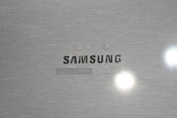 Samsung RZ11M7074SA logo on stainless steel finish, part of single door convertible cooler freezer, 115V, 1 phase.