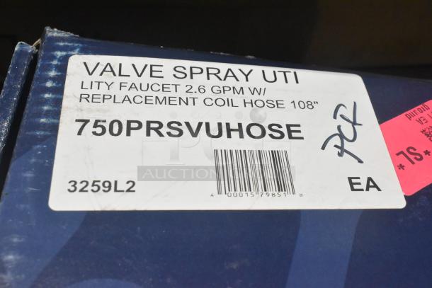 Brand new Waterloo 750PRSVUHOSE pet grooming spray valve, 2.6 GPM, with 9' coiled polyurethane hose, minor scratches on box.