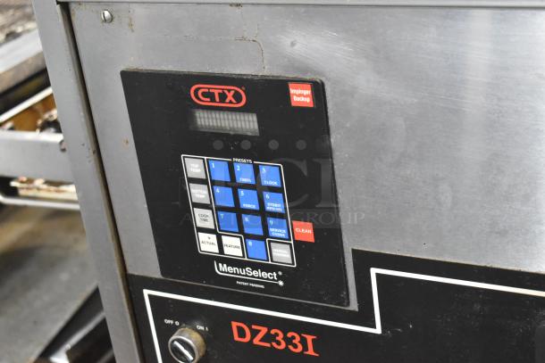 Middleby Marshall CTX DZ33I conveyor pizza oven control panel, stainless steel, 208V, digital presets visible.
