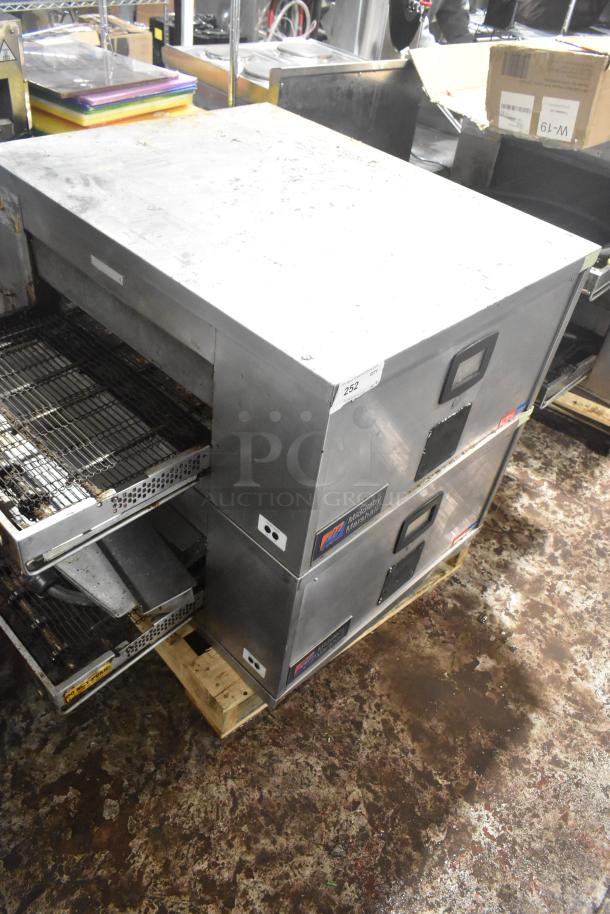 2021 Middleby Marshall CTX DZ33T stainless steel conveyor pizza ovens, electric, commercial casters, 208V.