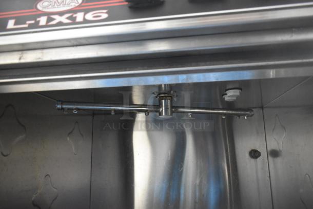 CMA L-1X16 Commercial Undercounter Dishwasher, 115 Volts, 1 Phase, stainless steel interior, visible spray arm, clean condition.
