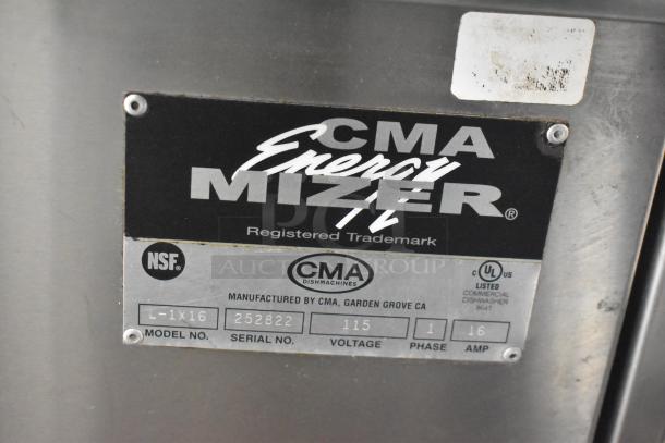 CMA L-1X16 Commercial Undercounter Dishwasher, 115 Volts, 1 Phase, marked with NSF and UL certifications. Serial 2528222.