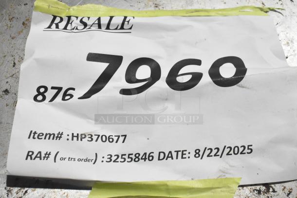 BRAND NEW Lincoln 370677 Conveyor Asm 2ft; item #HP370677, scratch and dent, tag shows resale info and date: 8/22/2025.