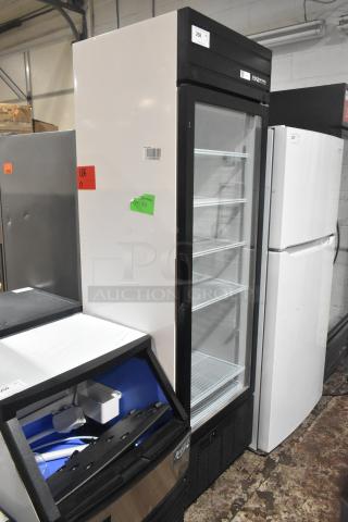 2019 Habco SE18 Commercial Single Door Cooler, black and white, glass front, multiple shelves, 115V, 1 phase.