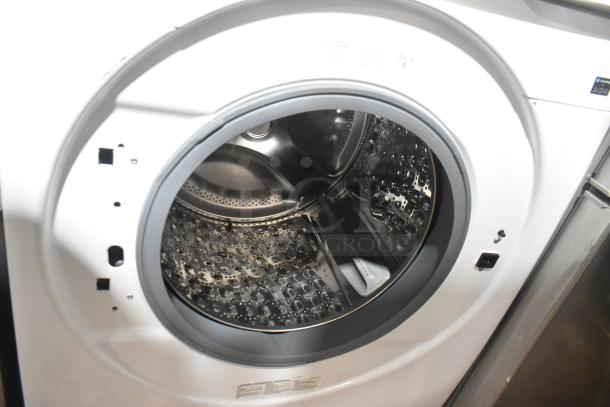 Samsung WF45B6300AW front load washer, 120V, in excellent condition, open door showing interior drum.