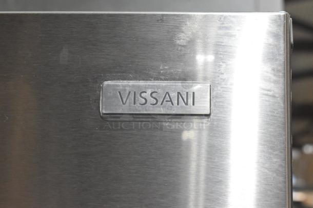 Vissani Reach In Cooler with Freezer Drawer, stainless steel, 115 volts, 1 phase, visible branding on door.