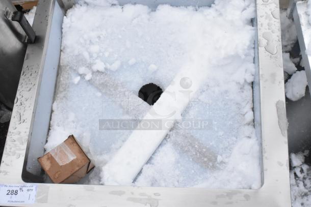 BRAND NEW Steelton 522MS24246 24" x 24" x 6" stainless steel mop sink with scratches; model tag visible.