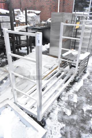 Metal dunnage style cart on casters, sturdy metal frame, used condition, visible label with number 289.