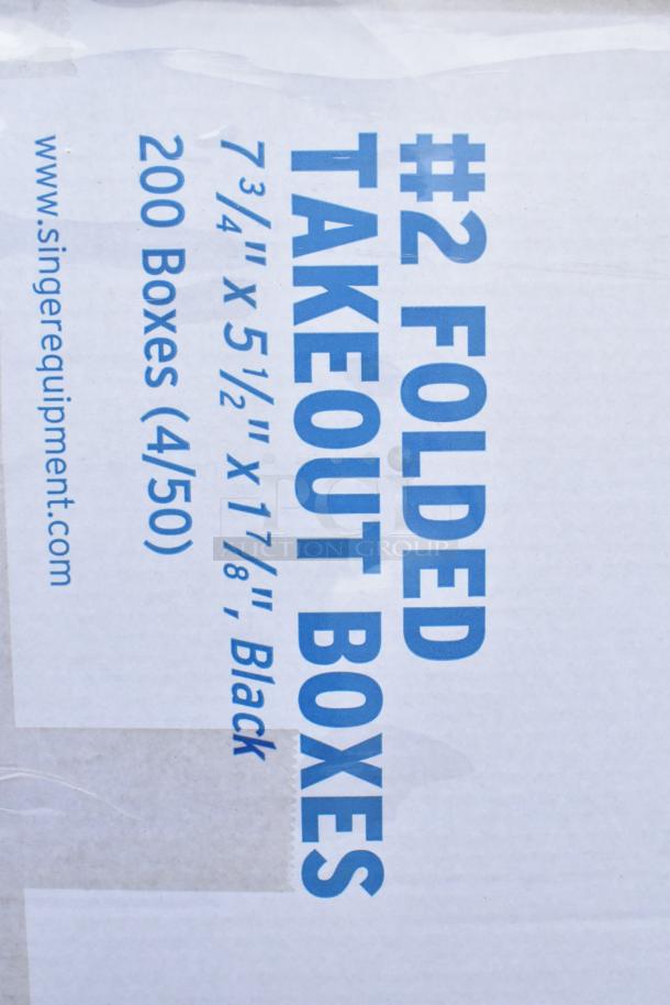 24 Singer 10329149 #2 folded takeout boxes, 7-3/4"x5-1/2"x1-7/8", new scratch and dent condition.