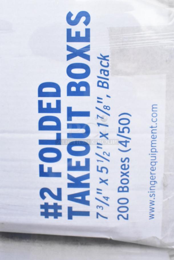 24 new Singer #2 Folded Takeout Boxes, scratch and dent, 7-3/4"x5-1/2"x1-7/8", packaging details visible.