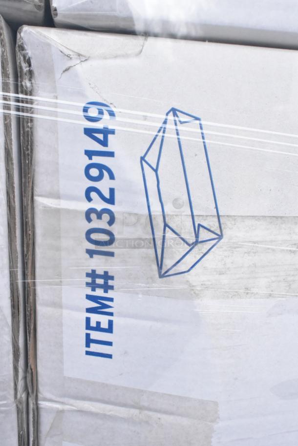 24 boxes of Singer 10329149 #2 Folded Takeout Box, 7-3/4"x5-1/2"x1-7/8", new with scratches and dents visible.