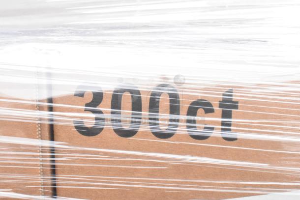 Shrink-wrapped pallet showing part of a cardboard box labeled "300 ct," part of a 21-item auction lot.
