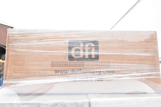 Box wrapped in plastic labeled with "DFI" and "www.dfforming.com." Contains 27 new scratch and dent takeout containers.