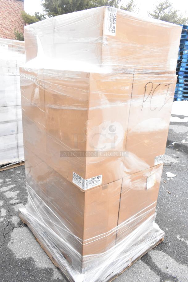 Pallet of 12 new boxes of ACRD2013BL25 20"x13" black tray/dome combos, scratch and dent condition, wrapped in plastic.
