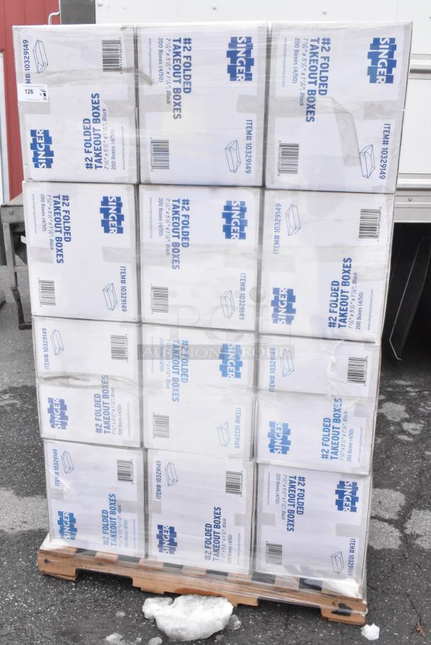 24 brand new Singer #2 folded takeout boxes, item #10329149. Dimensions: 7-3/4"x5-1/2"x1-7/8". Scratch and dent condition.