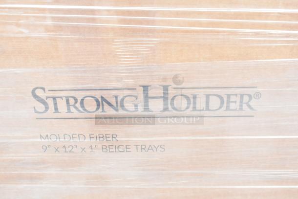 37 boxes of new Chinet 20815 StrongHolder 9x12x1 in. molded fiber trays. Labeled as "StrongHolder". Scratch and dent condition.