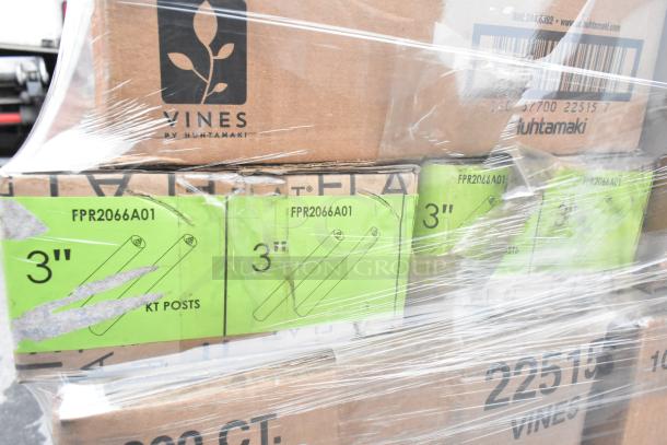 37 boxes of Chinet paper goods, including StrongHolder trays, Vines plates, and FPR2066A01 KT posts, new condition.