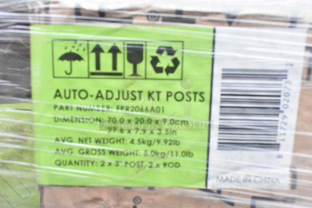 Boxes of Chinet paper trays and plates, marked as brand new scratch and dent. Label shows Auto-Adjust KT Posts, Part FPR2066A01.