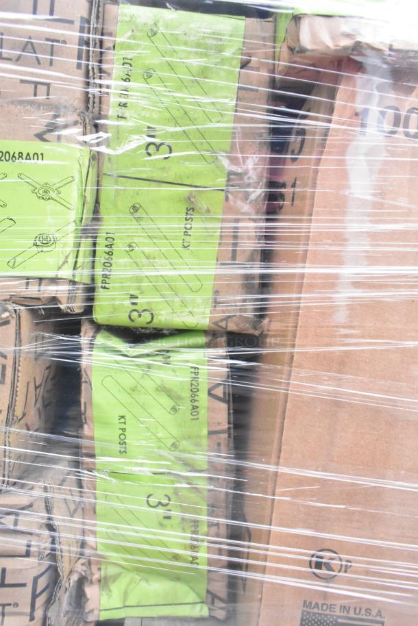 37 boxes of Chinet paper food trays, 9"x12"x1", and 6" plates, scratch and dent, wrapped, "Made in U.S.A." label.