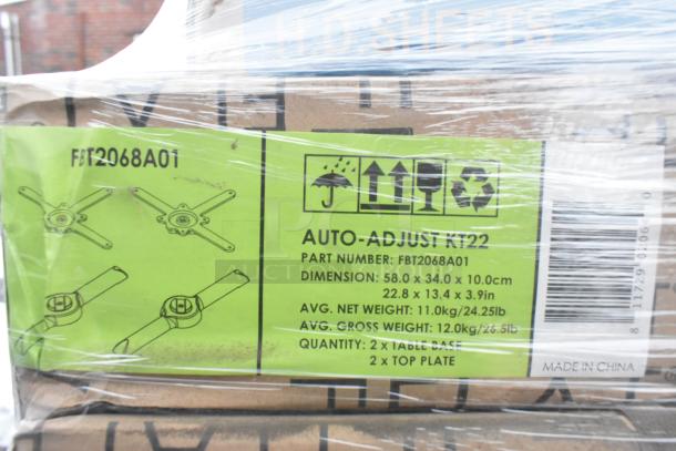 Boxes of Chinet StrongHolder trays and Vines plates with Auto-Adjust KT22 posts, new condition, wrapped for protection.