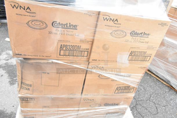 29 boxes of WNA APB320DM Caterline Pack n Serve plastic bowls, new scratch and dent, shrink-wrapped, visible labels.