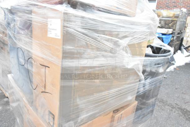 29 new scratch and dent boxes of WNA APB320DM bowls, Uline H-5217 funnels, Rubbermaid FG352600 containers, wrapped on pallet.