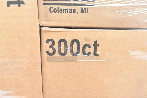 27 new boxes of Singer 10329149 takeout boxes, 300 ct each. Dimensions: 7-3/4"x5-1/2"x1-7/8". Visible markings.