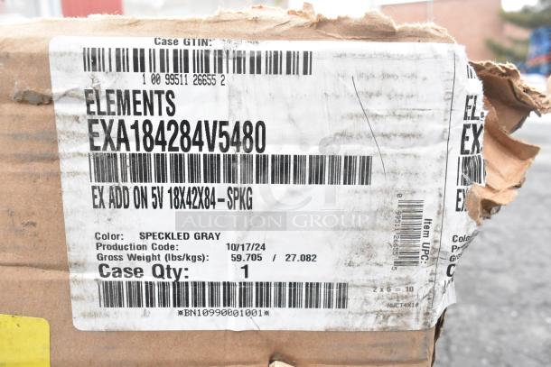 Box label for EXA184284V5480 42" NSF 5-Tier Polymer Shelf Kit, Camshelving® Elements, speckled gray, scratch and dent.