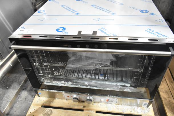 Cooking Performance Group 351COFT4M electric countertop 4-tray convection oven with broken glass. 208-240V, 1 phase.
