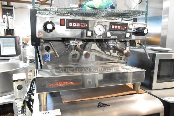 La Marzocco Linea 2-group espresso machine, stainless steel, 2 portafilters, 2 steam wands, 208-240V, 1 Phase, commercial use.