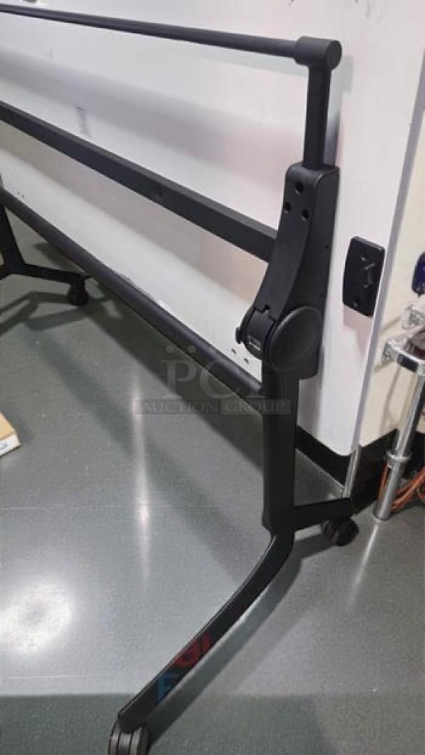 Commercial Institutional Furniture Flip-Top Training Table, 6 ft, rolling frame, folding feature, inspected, ready for use.