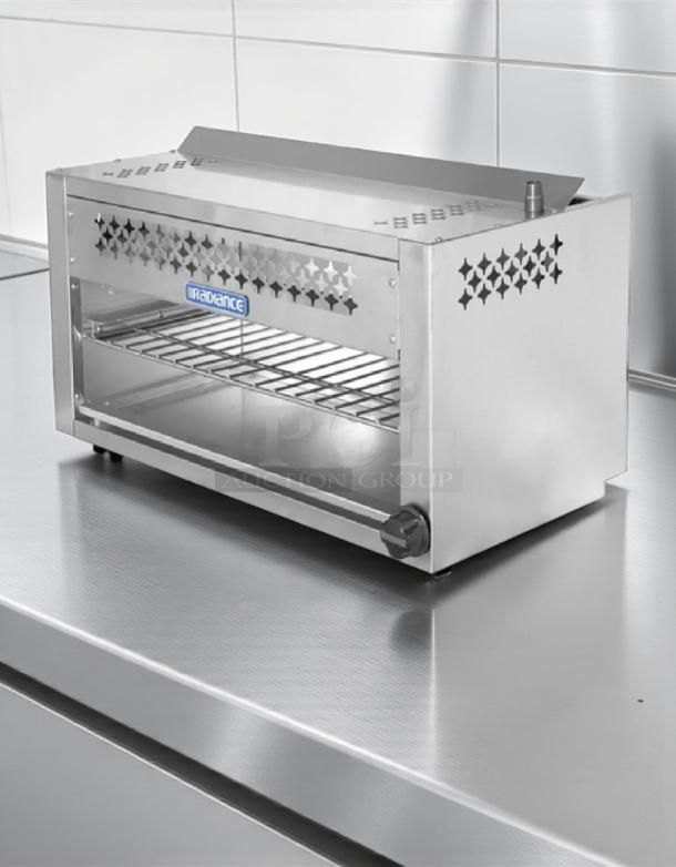 Radiance 24" Gas Cheesemelter, stainless steel, infrared burner, 20,000 BTU, outstanding condition, fully tested, model RAD-M-CHEESE-0523.