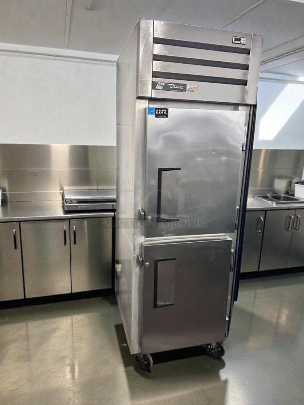 Exceptional condition True STM1R-2HS roll-in commercial refrigerator, two half doors, UL listed, 115V, fully operational.