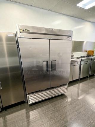 True T-49 commercial refrigerator, two-door, stainless steel, pristine condition, UL listed, fully tested, 115V.