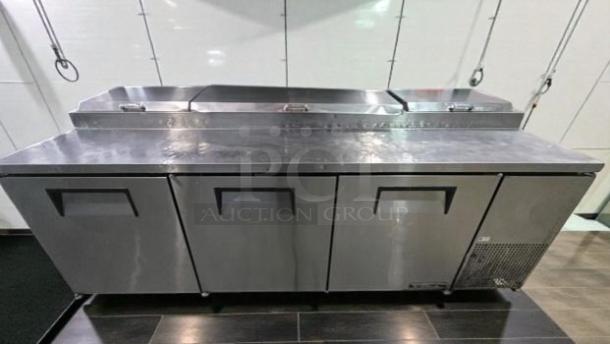 True TPP-93 Commercial Pizza Prep Refrigerator, 93” three-door, stainless steel, excellent condition, UL listed, 115V.