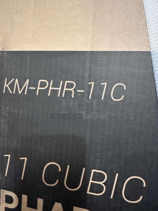 KoolMore KM-PHR-11C Commercial Pharmacy Refrigerator, 11 Cu. Ft, UL Listed, brand new condition, model label visible.