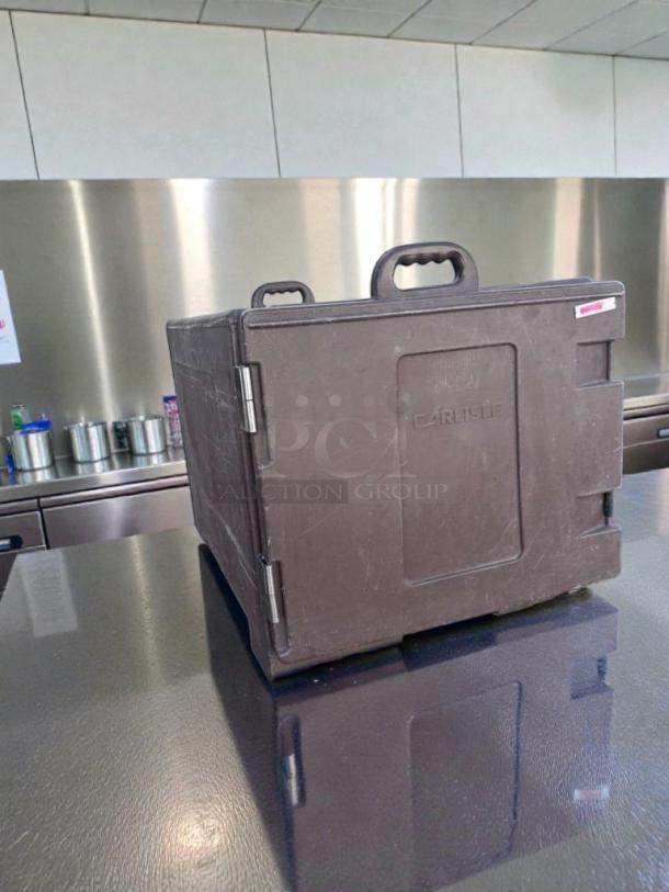 Carlisle Insulated Food Carrier, commercial model, in impeccable condition with visible logo, for hot holding transport.